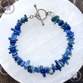 Blue Kyanite Chip Bracelet With Silver Toggle Clasp